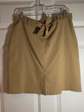 Rag Classic Tan Belted Skirt - Women's Casual Workwear Size 10